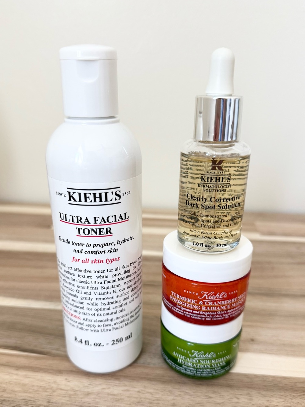 Kiehl’s Toner, Dark Spot Corrective Solution, Turmeric Mask & Avocado  Mask